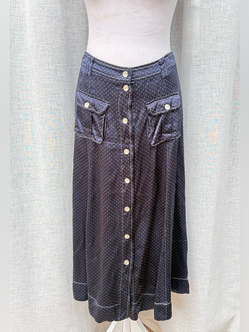 Ganni navy blue white polka dots skirts - Picture 2 of 11
